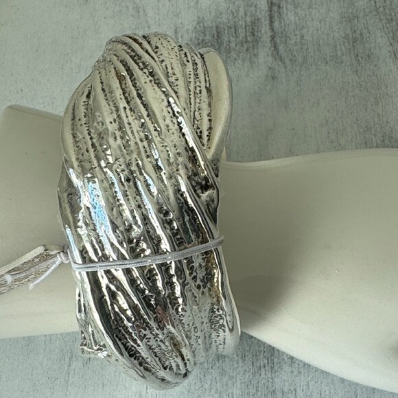 Shablool 925 Sterling Silver Textured Bangle Statement Wide Electroform Bracelet - Picture 14 of 14
